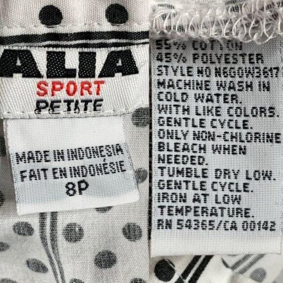 VINTAGE 90s {Alia Sport} Striped Polka Dot Button-Up Shirt 8 Petite Medium 8P - Picture 5 of 6